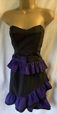 River Island Y2K Black & Purple Ruffle Bow Rara Mini  14 12 Steampunk Vamp Dress
