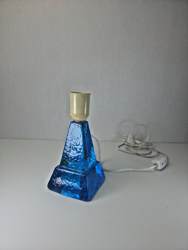 Vintage blue glass table lamp - vintage,