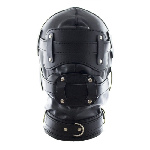 Black bondage hood - black, dildo