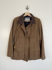 Joules Tweed Field Coat Size Uk 10 Jacket Brown Plaid Wool Check Country Coat