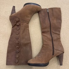 Women's Nubuck Leather Boots UK7.5 EU 41 Terra Plana Comfort Knee High Brown Tan