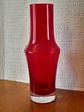 Vintage Riihimaki 1376 Red Cased Glass Vase Tamara Aladin