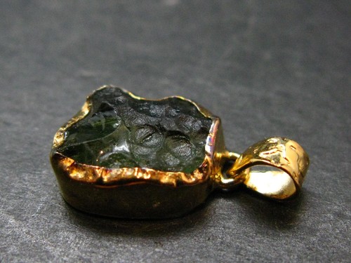 Moldavite tektite gold plated - moldavite,