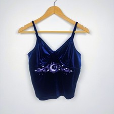 Romwe Navy Velvet Moon Stars