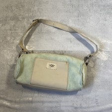 UGG Australia Suede Shearling Sherpa Sheepskin Barrel Roll Hand Bag Green Beige