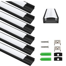 6 Pack LED Aluminium Channel Profile 3.3ft Extrusion Diffuser Strip Lights Cover