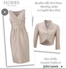 Hobbs Rosaline Silk Wool Dress Matching Jacket in English Rose Pink Size 12. 