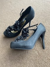 *Brand New* *Beautiful* Jasper Conran Black High Heeled Shoes Size 6/39 Ruffles