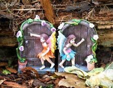 2x Magical Fairy Doors Ornament Fairies Garden Pixie Hobbit Elf Tree Decor