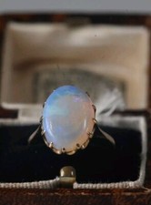 Antique Vintage 9ct Yellow Gold Jelly Bean Fire Opal Solitaire Ring Size J Firey