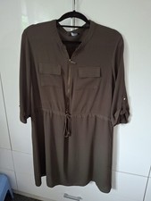 Tesco F&F Women's Green Chiffon Front Zip Tie Belt Dress Size 18 New Without Tag