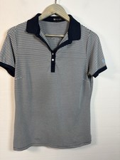 Palm Grove Women’s Striped Polo Shirt Golf Size 14 Navy Silver Glitter Sparkle