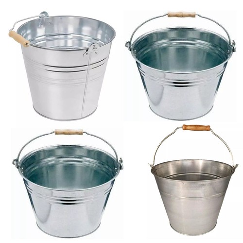 Galvanised metal buckets with - metal,