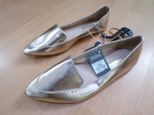 LADIES PRIMARK GOLD METALLIC SLIP ON POINTED TOE SHOES SIZE 5 NEW