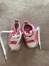 1 pair of pink converse high top baby crib shoes