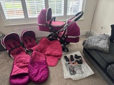 icandy peach 3 twin buggy / pram pink fuschia