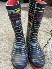 Joules Navy Cars Kids Wellies Size 2