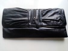 Dorothy Perkins black patent oversize clutch bag with zip detail size large new 