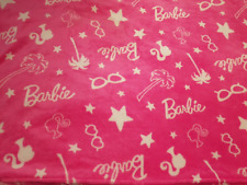 Official Barbie Kids Children's Soft Fleece Blanket / Throw - PINK & WHITE