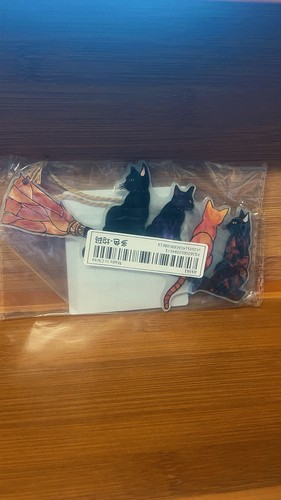 Witches cats sat broomstick - cats,