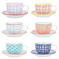 Cappuccino Cups and Saucers Set Coffee Tea Porcelain 250ml - 3 Patterns - 12pc