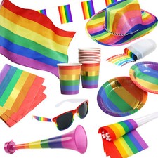 PRIDE PARTY RAINBOW MULTI COLOUR ACCESSORIES LGBT+ COMMUNITY FANCY DRESS LOT