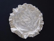 ANTIQUE EDWARDIAN TEA COLOR CUPID DESIGN COTTON LACE PILLOW CASE 16" DIAMETER