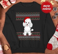 Poodle Christmas Sweater White Standard Poodle Gifts Mom Dad Unisex Sweatshirt