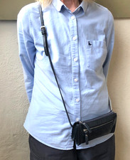 ROWALLAN - MINI CROSS BODY / SHOULDER BAG - SOFT  BLUE REAL LEATHER - FREE POST