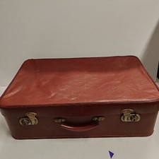 Antique Suitcase Luggage Travel Prop Vacation Early 1940s - 1960s