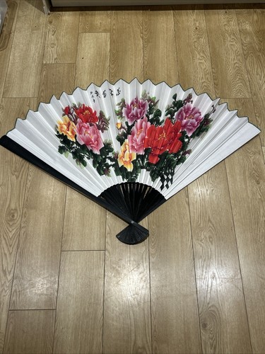 Large chinese hand painted fan - hand,