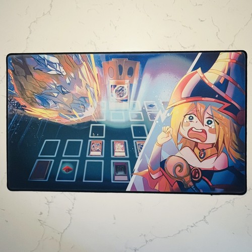 Yugioh playmat black sewn - black, edge