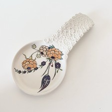 Anthropologie x Betül Spoon Rest Ceramic White Floral Ditsy Cottage Minimal