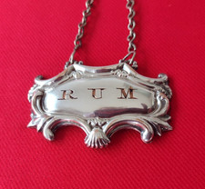 Vintage DECANTER LABEL RUM SILVER PLATED Stylish Design Great for Gift UK seller