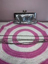 SILVER CHAIN MAIL METAL MESH CLUTCH BAG WITH LONG AND SHORT STRAP OPTIONS