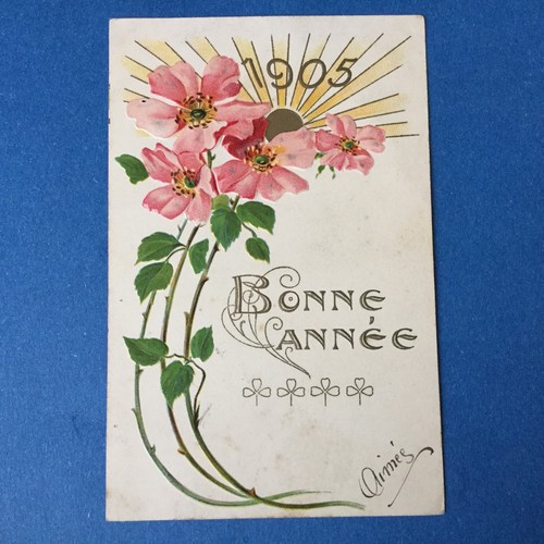 Embossed postcard happy year - happy,
