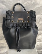 Small River Island Black Faux Leather Backpack 