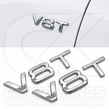 2x Chrome Silver V8T Side Wing