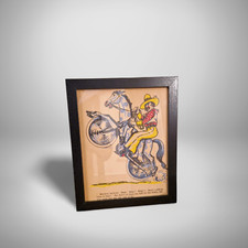 Circus Cowboy Motorcycle Performer Print Picture Frame Vintage Color Book Plate