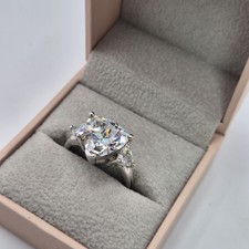 Diamonique QVC Sterling Silver Cubic Zirconia Huge Trillion Cut Trilogy Ring P