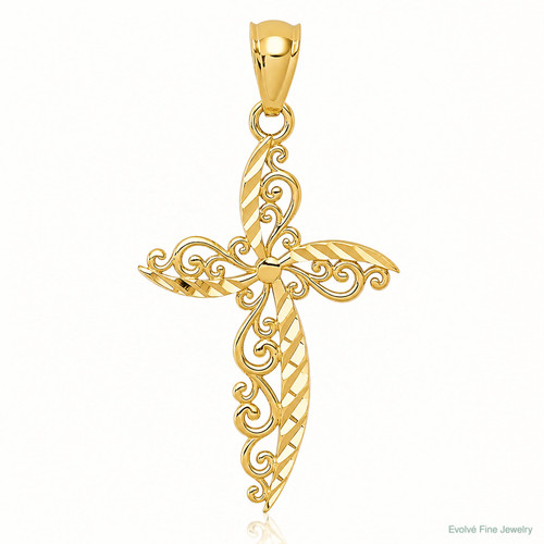 14k yellow gold scroll - yellow,