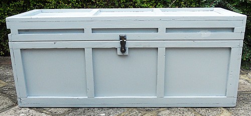 Solid wood storage chest grey - wood,