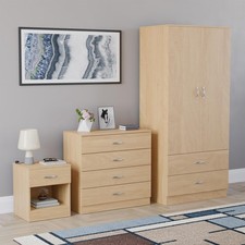 Modern Riano 3 Pcs Bedroom Furniture Set Bedside Table Drawer Chest Wardrobe