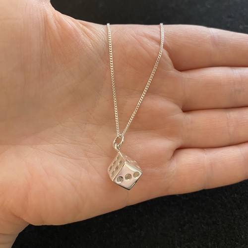 Sterling silver dice necklace - silver,