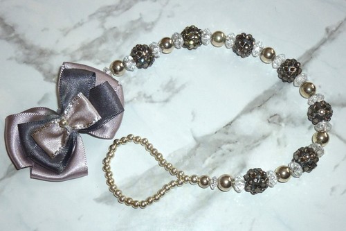 Grey silver shamballa bow - grey,