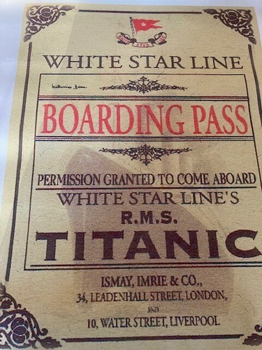 Titanic boarding pass - image, on