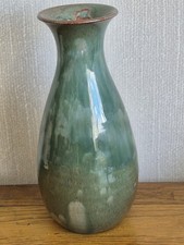 Vintage Ewenny Pottery Studio  Mottled Green Glazed  Large Flower Vase