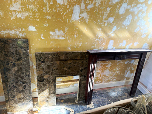Wood marble fireplace - &,