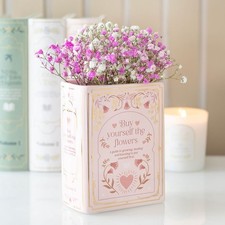 Book Shaped Vase Ceramic Flower Plant Holder Gift 3D Lover Pink Green White Fun