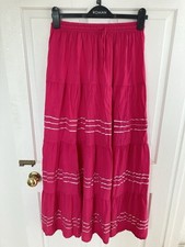 Hot Pink Boho Maxi Skirt Festival Gypsy Hippie Style, One Size Elasticated Waist